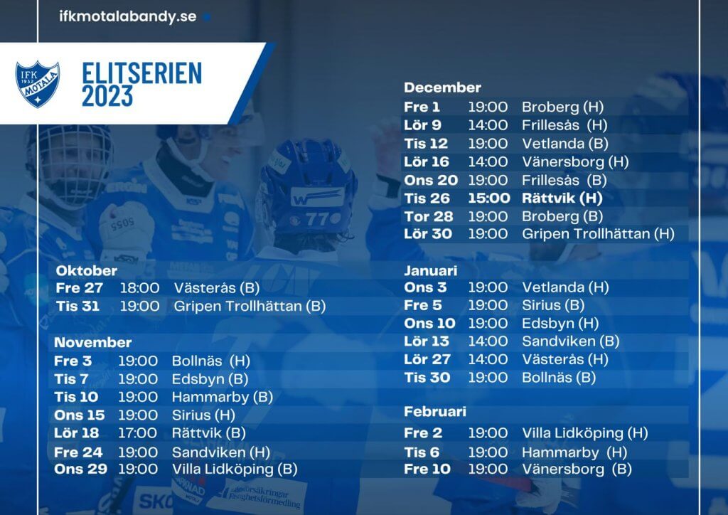 IFK Motala Spelschema 2023/24